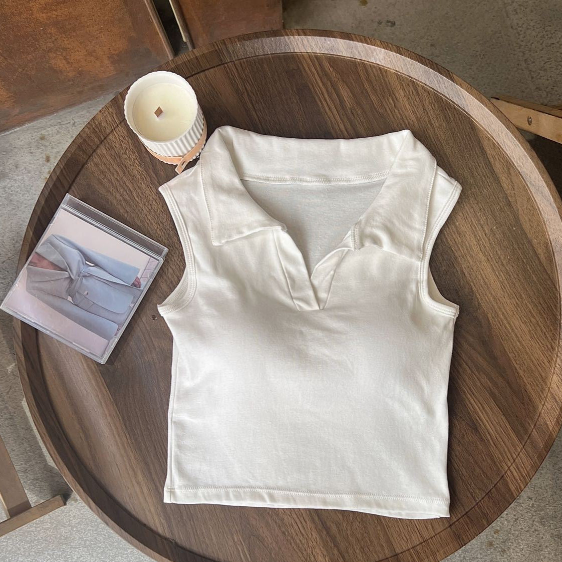 Trendy Collar Built-In Bra Top